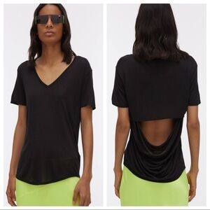 Helmut Lang black Slash Back Jersey V-neck t-shirt small NWT